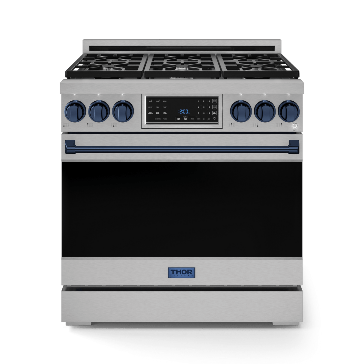 36 Inch Professional Gas Range With Tilt Panel Touch Control In Stainless Steel/navy Blue Gordon Ramsay Series