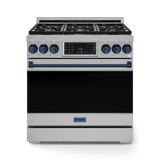 36 Inch Professional Gas Range With Tilt Panel Touch Control In Stainless Steel/navy Blue Gordon Ramsay Series