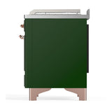 ILVE UM48FSNR3EGP Majestic III 48 inch Dual Fuel Range with 5 Black Brass Burners, Griddle and French Top, Dual Function Burner up to 25,000 BTU (Natural Gas, Triple Glass Door, Emerald Green, Copper)