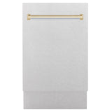 ZLINE Autograph Edition 18" Compact 3rd Rack Top Control Dishwasher in DuraSnow Stainless Steel with Accent Handle, 51dBa (DWVZ-SN-18) [Color: Gold]