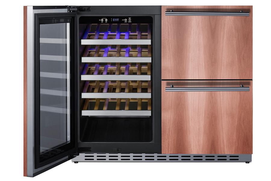 36" Wide Combination Wine Cellar & 2-drawer Refrigerator , ADA Compliant (panel Not Included)
