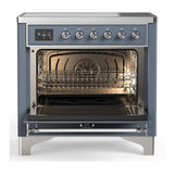 ILVE UMIB36QNR3BGC Majestic III 36 inch Induction Range with 6 Elements, 3.5 cu. ft. Total Oven Capacity (Solid Door, Blue Grey, Chrome)