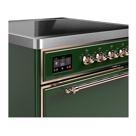 ILVE UMIB30QNR3EGP Majestic III 30 inch Induction Range with 4 Elements, 4 cu. ft. Oven Capacity (Solid Door, Emerald Green, Copper)
