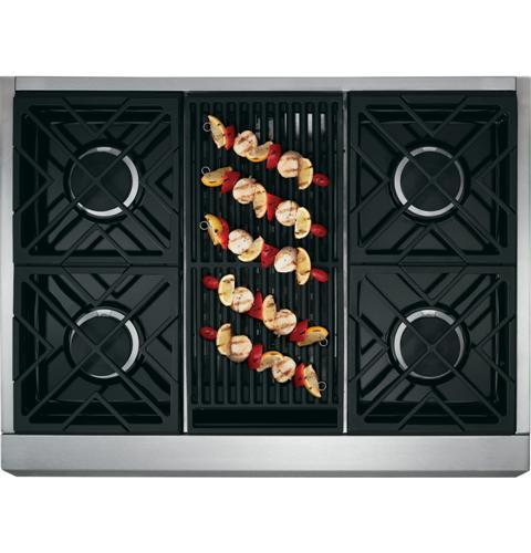 GE Monogram® 36" Dual-Fuel Professional Range with 4 Burners and Grill (Liquid Propane)