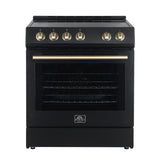 Forno Leonardo Espresso 30-Inch Black Electric Range, True Convection, Energy Efficient
