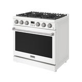 36 Inch Liquid Propane Range In White - Contemporary Professional