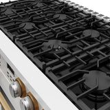 48 Inch Contemporary Professional Gas Range In White/bronze