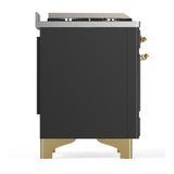 ILVE UM36FQNR3MGG Majestic III 36 inch Dual Fuel Range with 6 Black Brass Burners and Griddle, Dual Function Burner up to 25,000 BTU (Solid Door, Graphite Matte, Brass, Natural Gas)