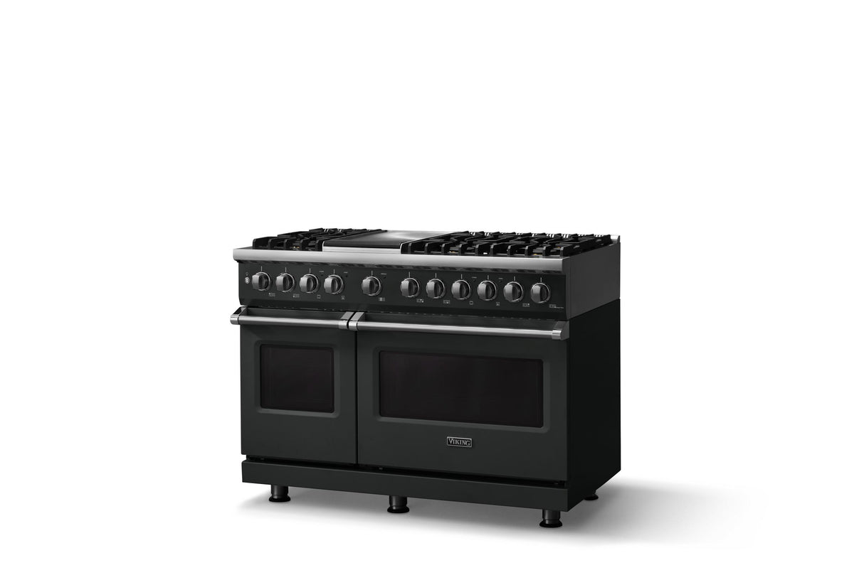 48"W. Dual Fuel Range (Burner: 6g, Finish: Antique Bronze, Trim: Polished Chrome, Fuel: Natural Gas)