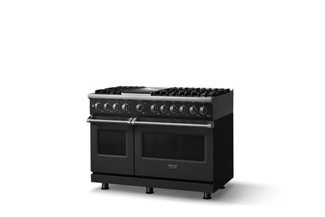 48"W. Dual Fuel Range (Burner: 6g, Finish: Antique Bronze, Trim: Polished Chrome, Fuel: Natural Gas)