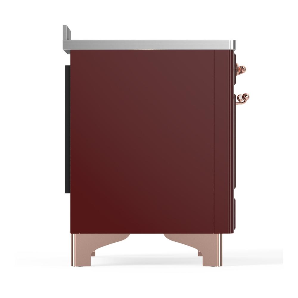 ILVE UMIB48NR3BUP Majestic III 48 inch Induction Range with 6 Elements, 5.02 cu. ft. Total Oven Capacity (Triple Glass Door, Burgundy, Copper)