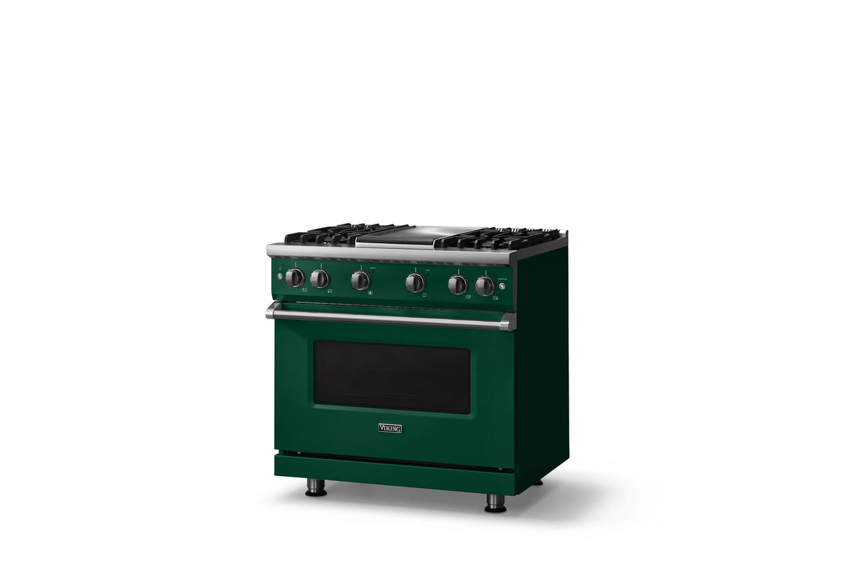 36"W. Sealed Burner Gas Range (Burner: 4g, Finish: Ivy, Trim: Polished Chrome, Fuel: Natural Gas)