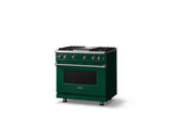 36"W. Sealed Burner Gas Range (Burner: 4g, Finish: Ivy, Trim: Polished Chrome, Fuel: Natural Gas)
