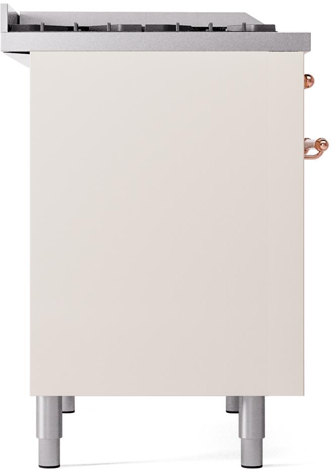Nostalgie II 40 Inch Dual Fuel Natural Gas Freestanding Range in Antique White with Copper Trim