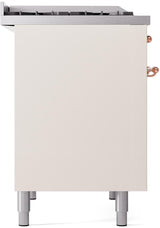 Nostalgie II 40 Inch Dual Fuel Natural Gas Freestanding Range in Antique White with Copper Trim