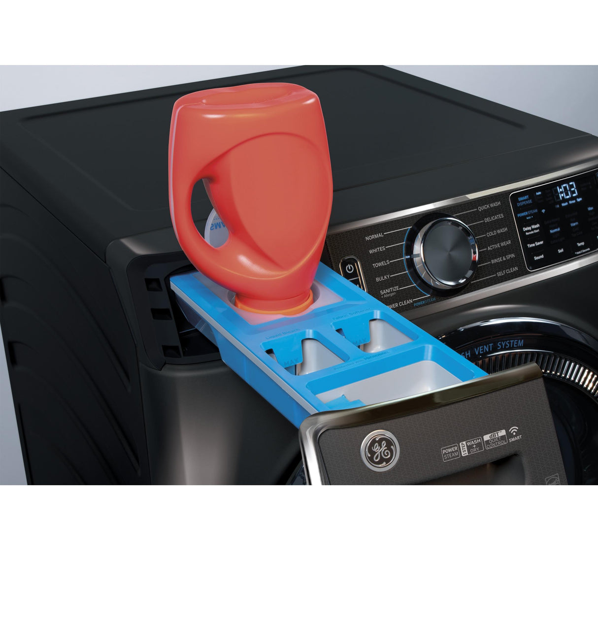 GE® 5.0 cu. ft. Capacity Smart Front Load ENERGY STAR® Steam Washer with SmartDispense™ UltraFresh Vent System with OdorBlock™ and Sanitize + Allergen