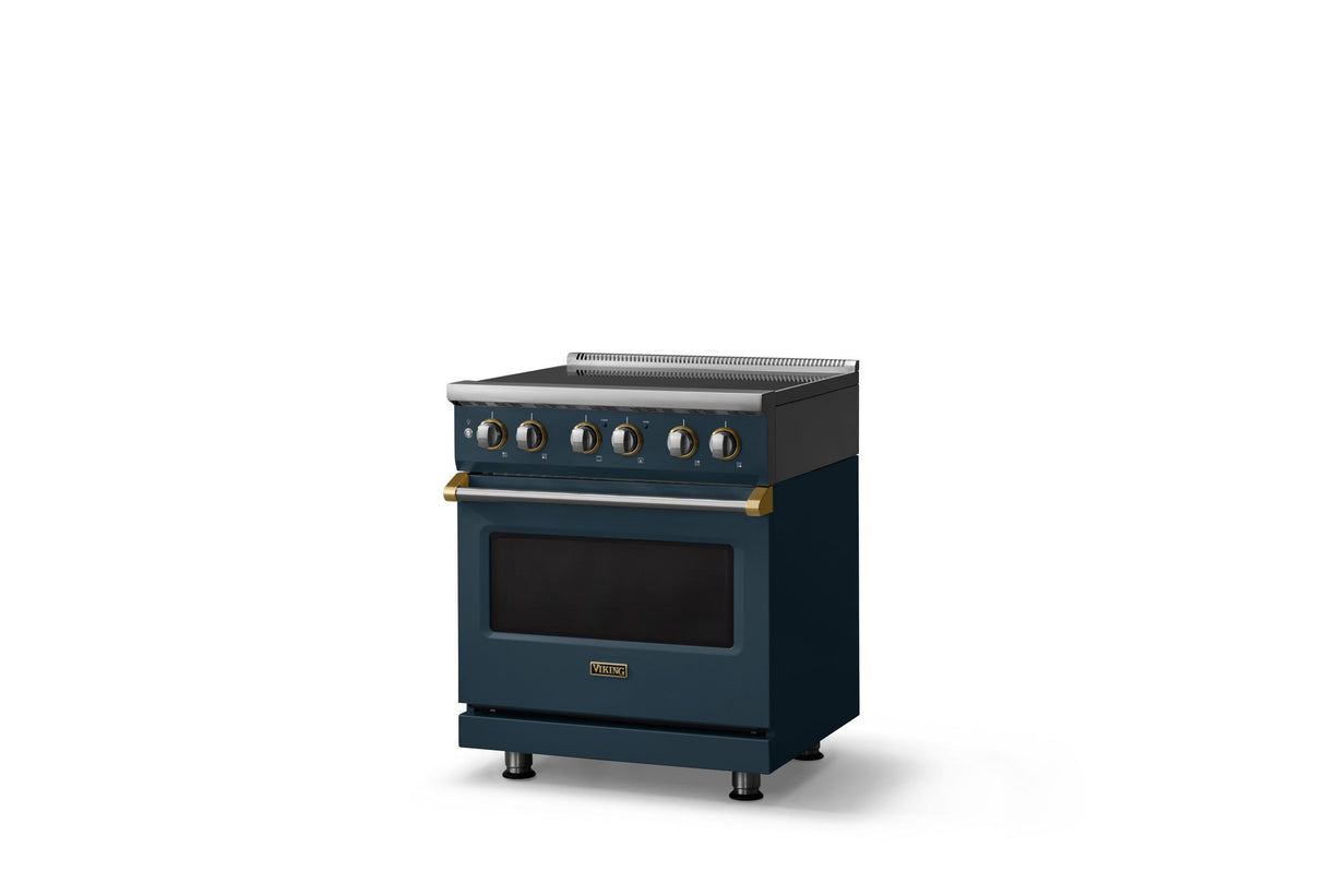30"W. Induction Range (Finish: Squall, Trim: Brushed Brass)