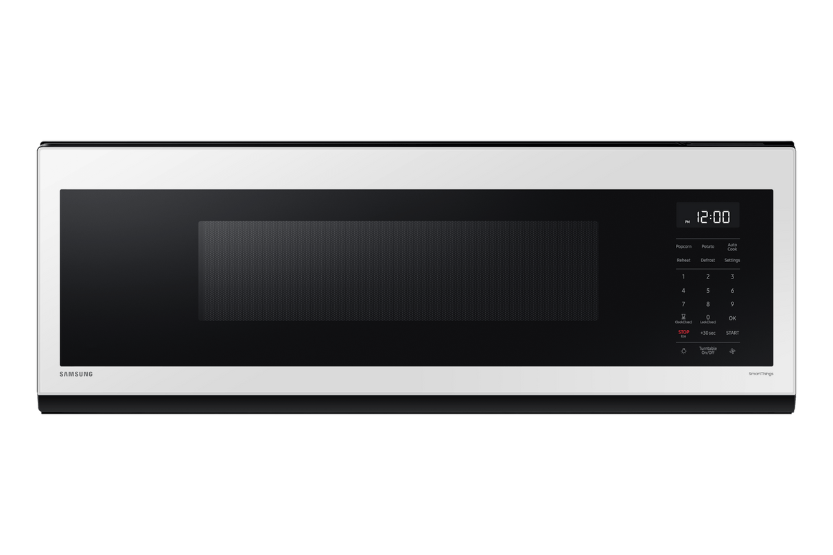 1.1 cu. ft. Bespoke Smart SLIM Over-the-Range Microwave with 400 CFM Hood Ventilation, Wi-Fi & Voice Control in White Glass