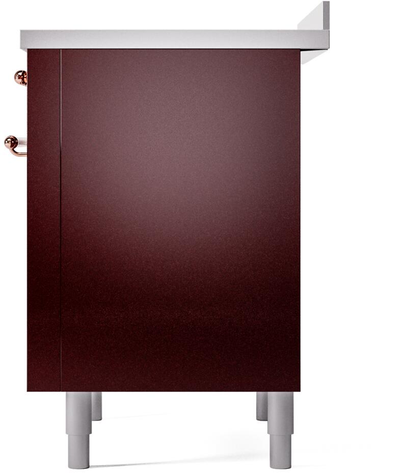 Nostalgie II 36 Inch Electric Freestanding Range in Burgundy with Copper Trim