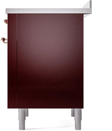Nostalgie II 36 Inch Electric Freestanding Range in Burgundy with Copper Trim