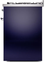 Nostalgie II 30 Inch Dual Fuel Natural Gas Freestanding Range in Blue with Chrome Trim