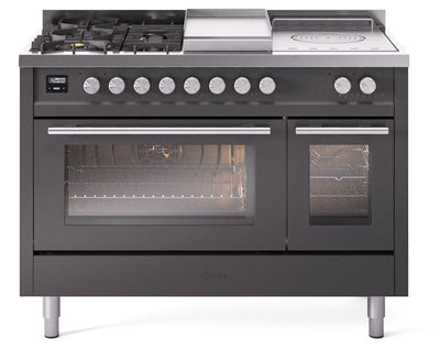 Professional Plus II 48 Inch Dual Fuel Liquid Propane Freestanding Range in Matte Graphite with Trim