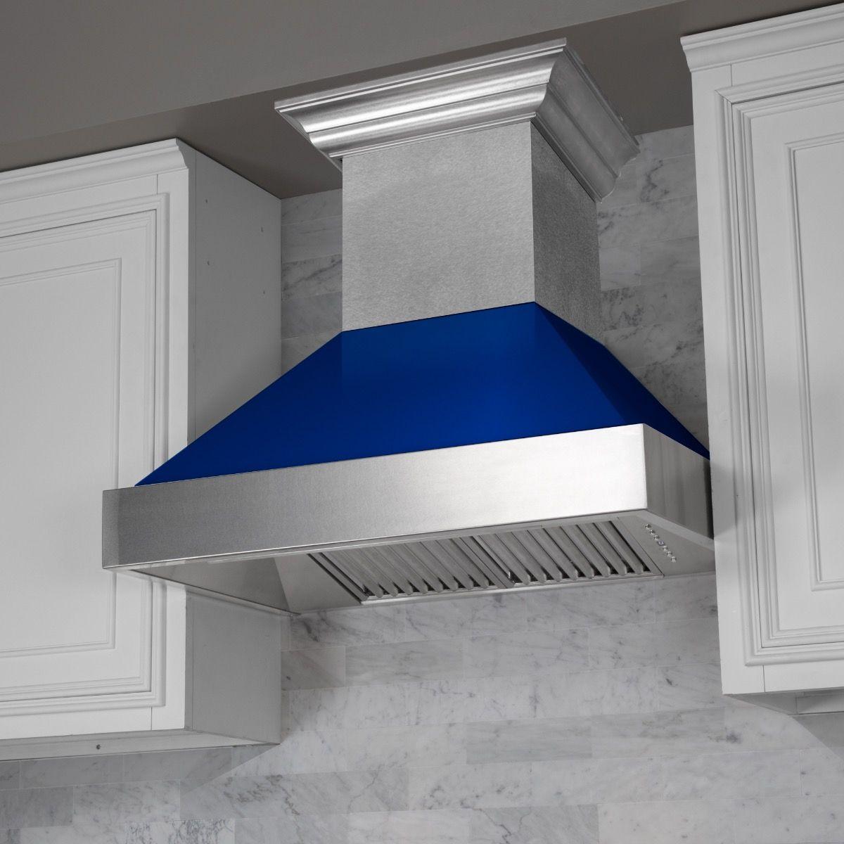 42" Colored Range Hood Shell in Blue Gloss (8654-SH-BG-42) -Shell Only