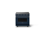 36"W. Induction Range (Finish: Slate Blue, Trim: Polished Chrome)