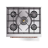 ILVE UN30QNMPWHP Nostalgie II Noblesse 30 inch Dual Fuel Range (Natural Gas, Solid Door, White, Copper)
