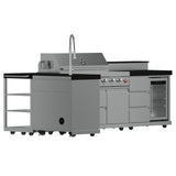 FORNO Bulnes 40-Inch BBQ, 95,000 BTU, 5 Burners, Sear & Rotisserie Infrared with Side Burner, Stainless Steel Outdoor Kitchen with 1.8 cu.ft. Beverage Center & Black Granite Countertops