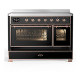 ILVE UMIB48NR3BKP Majestic III 48 inch Induction Range with 6 Elements, 5.02 cu. ft. Total Oven Capacity (Triple Glass Door, Glossy Black, Copper)
