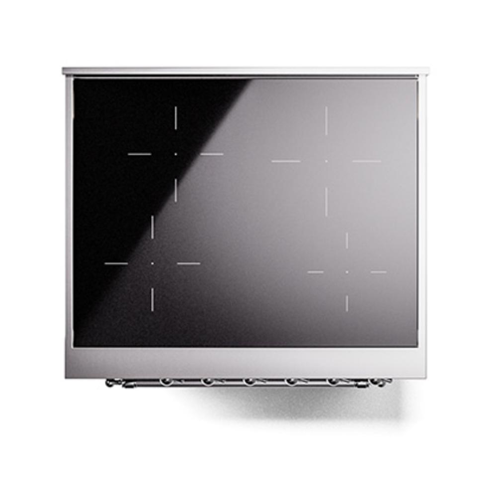 ILVE UNI304QNMPBKC Nostalgie II Noblesse 30 inch Induction Range (Solid Door, Glossy Black, Chrome)