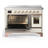 ILVE UMIB48NR3AWP Majestic III 48 inch Induction Range with 6 Elements, 5.02 cu. ft. Total Oven Capacity (Triple Glass Door, Antique White, Copper)