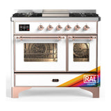 ILVE UMD40FNR3RAPLP Majestic III 40 inch Dual Fuel Range with 6 Burners and Griddle, Dual Function Burner up to 25,000 BTU (Liquid Propane, Triple Glass Door, RAL, Copper)
