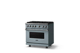 36"W. Sealed Burner Gas Range (Burner: 6b, Finish: November Sky, Trim: Polished Chrome, Fuel: Natural Gas)