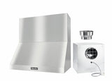 DAR 1230 Set 12 Wall-Mounted Range Hood with Extraction Mode with external XL motor including 18" chimney cover.