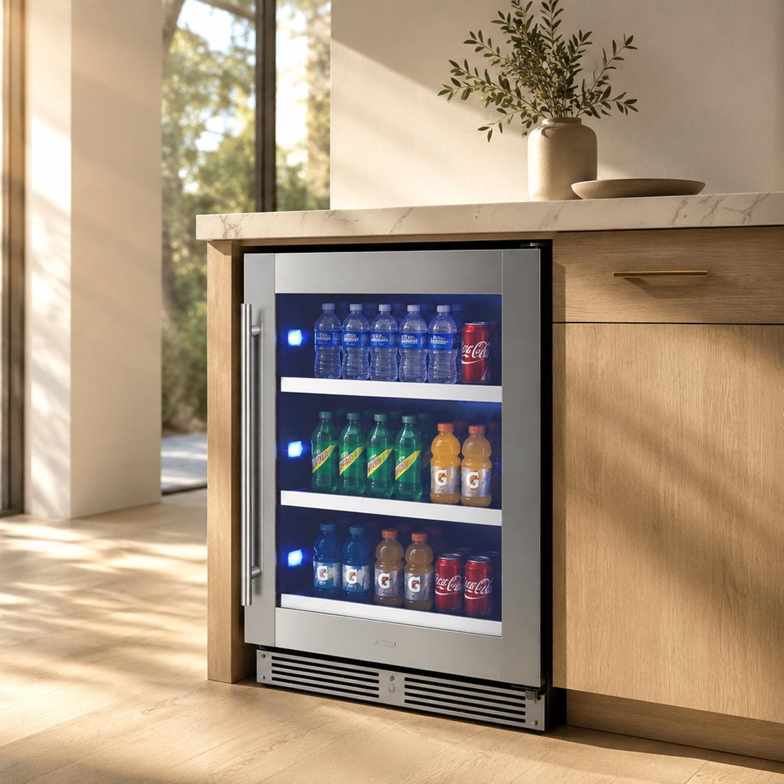 24" Beverage Center, Stainless Steel Glass, Field Reversible Hinge