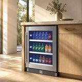 24" Beverage Center, Stainless Steel Glass, Field Reversible Hinge