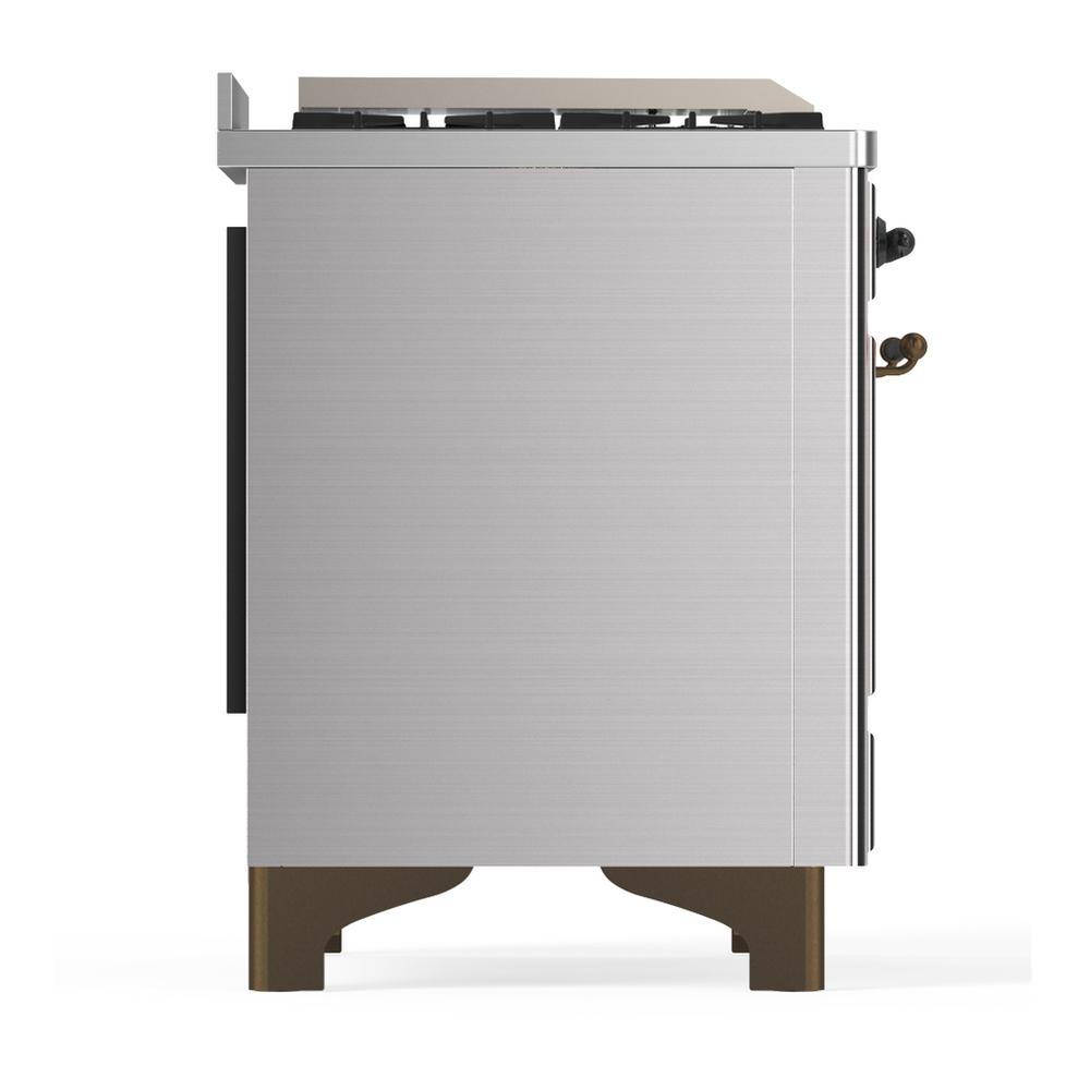 ILVE UM60FNR3SSBLP Majestic III 60 inch Dual Fuel Range with 9 Burners and Griddle, Dual Function Burner up to 25,000 BTU (Liquid Propane, Triple Glass Door, Stainless Steel, Burnished)