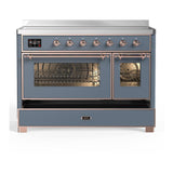 ILVE UMIB48NR3BGP Majestic III 48 inch Induction Range with 6 Elements, 5.02 cu. ft. Total Oven Capacity (Triple Glass Door, Blue Grey, Copper)