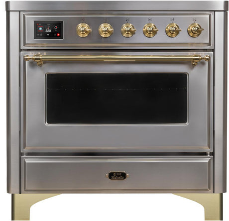 Majestic II 36 Inch Electric Freestanding Range in Stainless Steel with Brass Trim