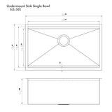 ZLINE 33 in. Garmisch Undermount Single Bowl Satin Stainless Steel Kitchen Sink with Bottom Grid and Accessories (SLS-33S)