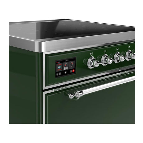 ILVE UMIB30QNR3EGC Majestic III 30 inch Induction Range with 4 Elements, 4 cu. ft. Oven Capacity (Solid Door, Emerald Green, Chrome)