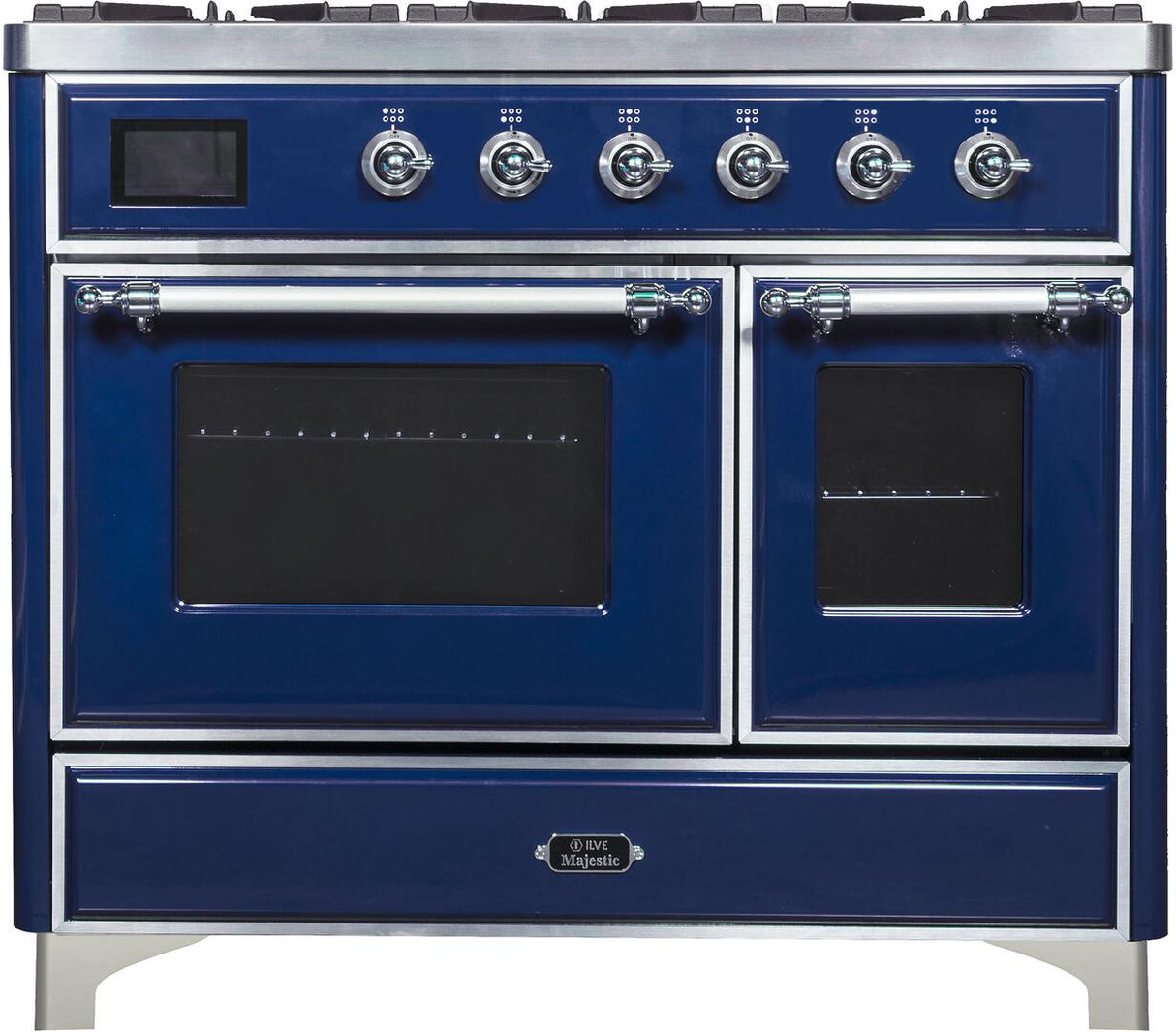 Majestic II 40 Inch Dual Fuel Liquid Propane Freestanding Range in Blue with Chrome Trim