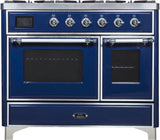 Majestic II 40 Inch Dual Fuel Liquid Propane Freestanding Range in Blue with Chrome Trim