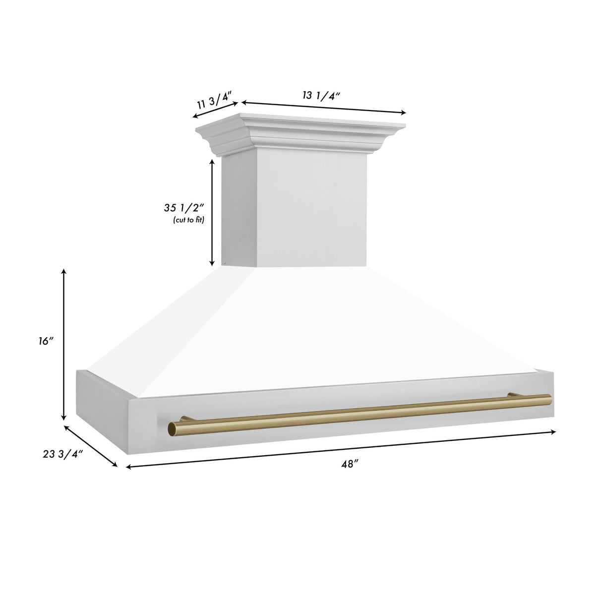 ZLINE 48 in. Autograph Edition Stainless Steel Range Hood with White Matte Shell and Handle (8654STZ-WM48) [Color: Champagne Bronze]