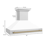 ZLINE 48 in. Autograph Edition Stainless Steel Range Hood with White Matte Shell and Handle (8654STZ-WM48) [Color: Champagne Bronze]