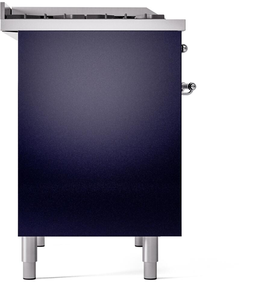 Nostalgie II 40 Inch Dual Fuel Natural Gas Freestanding Range in Blue with Chrome Trim