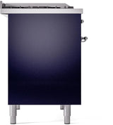 Nostalgie II 40 Inch Dual Fuel Natural Gas Freestanding Range in Blue with Chrome Trim