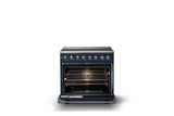 36"W. Induction Range (Finish: Slate Blue, Trim: Polished Chrome)